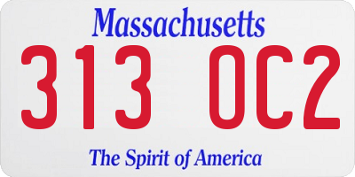 MA license plate 313OC2