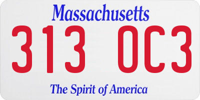 MA license plate 313OC3