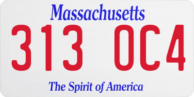 MA license plate 313OC4