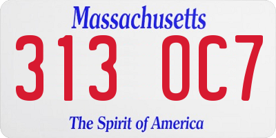 MA license plate 313OC7