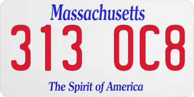 MA license plate 313OC8