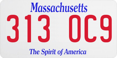 MA license plate 313OC9