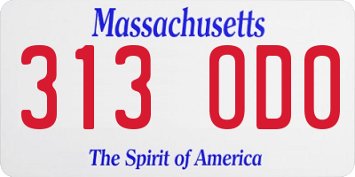 MA license plate 313OD0