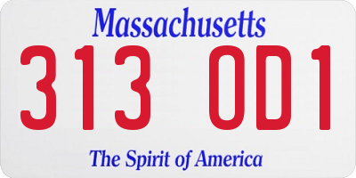 MA license plate 313OD1