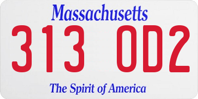MA license plate 313OD2