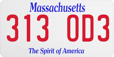 MA license plate 313OD3