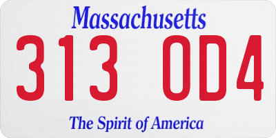 MA license plate 313OD4