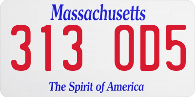 MA license plate 313OD5