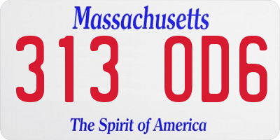 MA license plate 313OD6