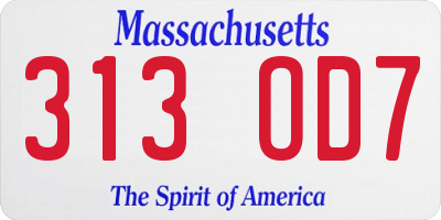MA license plate 313OD7