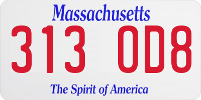 MA license plate 313OD8