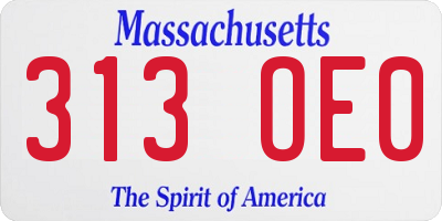 MA license plate 313OE0