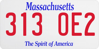 MA license plate 313OE2