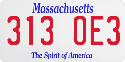 MA license plate 313OE3