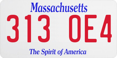 MA license plate 313OE4