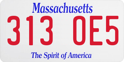 MA license plate 313OE5