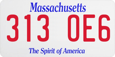 MA license plate 313OE6