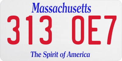 MA license plate 313OE7