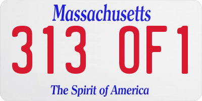 MA license plate 313OF1