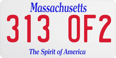 MA license plate 313OF2