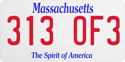 MA license plate 313OF3