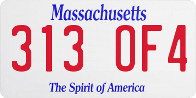 MA license plate 313OF4