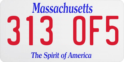 MA license plate 313OF5