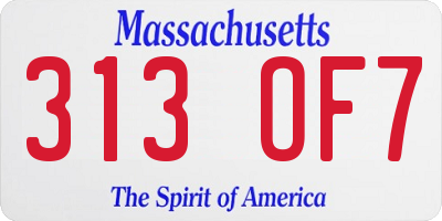MA license plate 313OF7