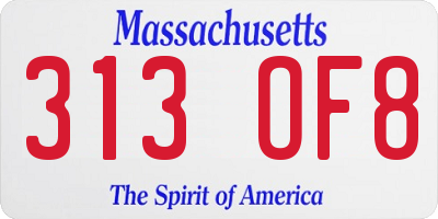 MA license plate 313OF8