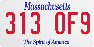 MA license plate 313OF9