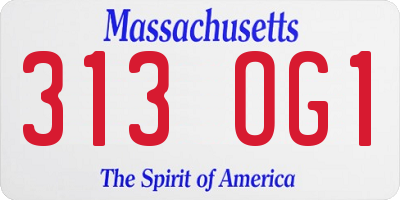 MA license plate 313OG1