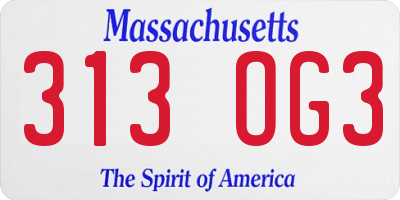 MA license plate 313OG3