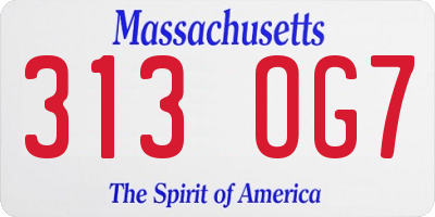 MA license plate 313OG7