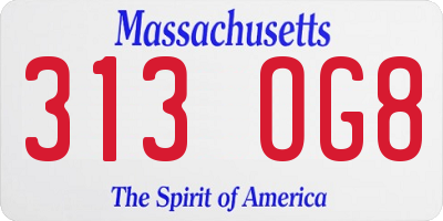 MA license plate 313OG8