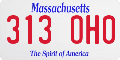 MA license plate 313OH0