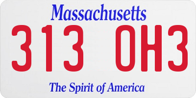 MA license plate 313OH3