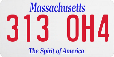 MA license plate 313OH4