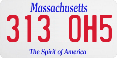 MA license plate 313OH5
