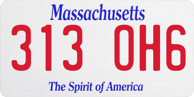 MA license plate 313OH6