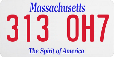 MA license plate 313OH7