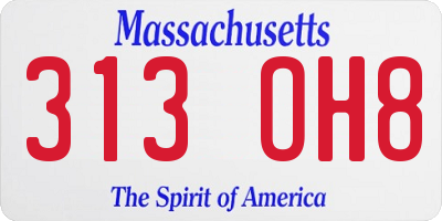 MA license plate 313OH8