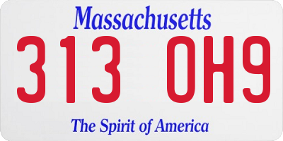 MA license plate 313OH9