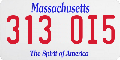 MA license plate 313OI5