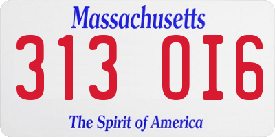 MA license plate 313OI6