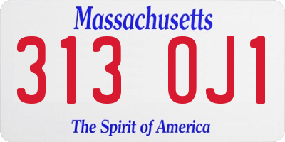 MA license plate 313OJ1