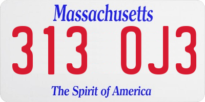 MA license plate 313OJ3