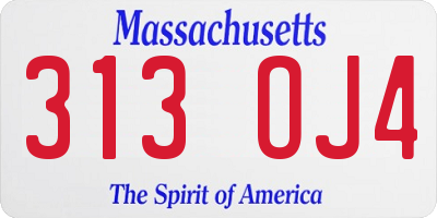 MA license plate 313OJ4