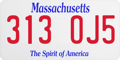 MA license plate 313OJ5