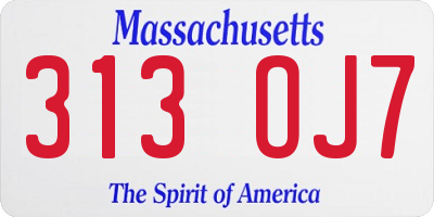 MA license plate 313OJ7