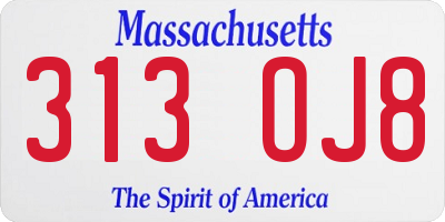 MA license plate 313OJ8